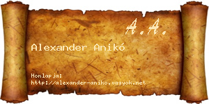 Alexander Anikó névjegykártya